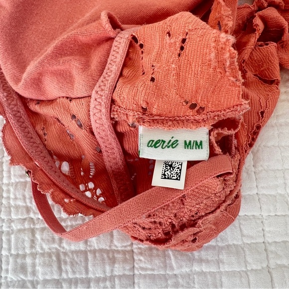 Aerie Lace Bralette Set in Coral and Moss Green Size Medium - Picture 7 of 7